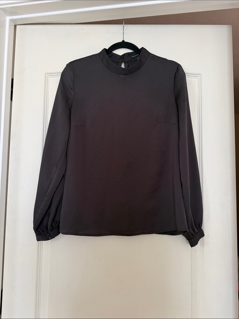 Banana Republic Women's Dark Charcoal Mock Neck Blouse